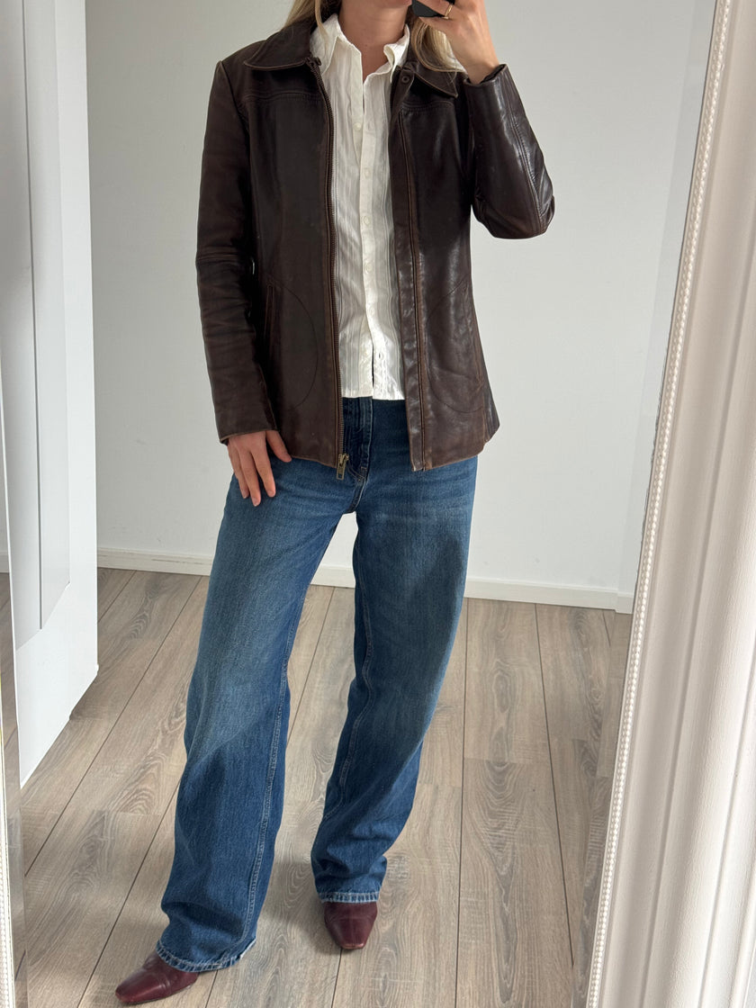 Fitted Brown Leather Redskins Vintage Jacket