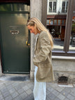 Grey Beige Checked Oversized Blazer