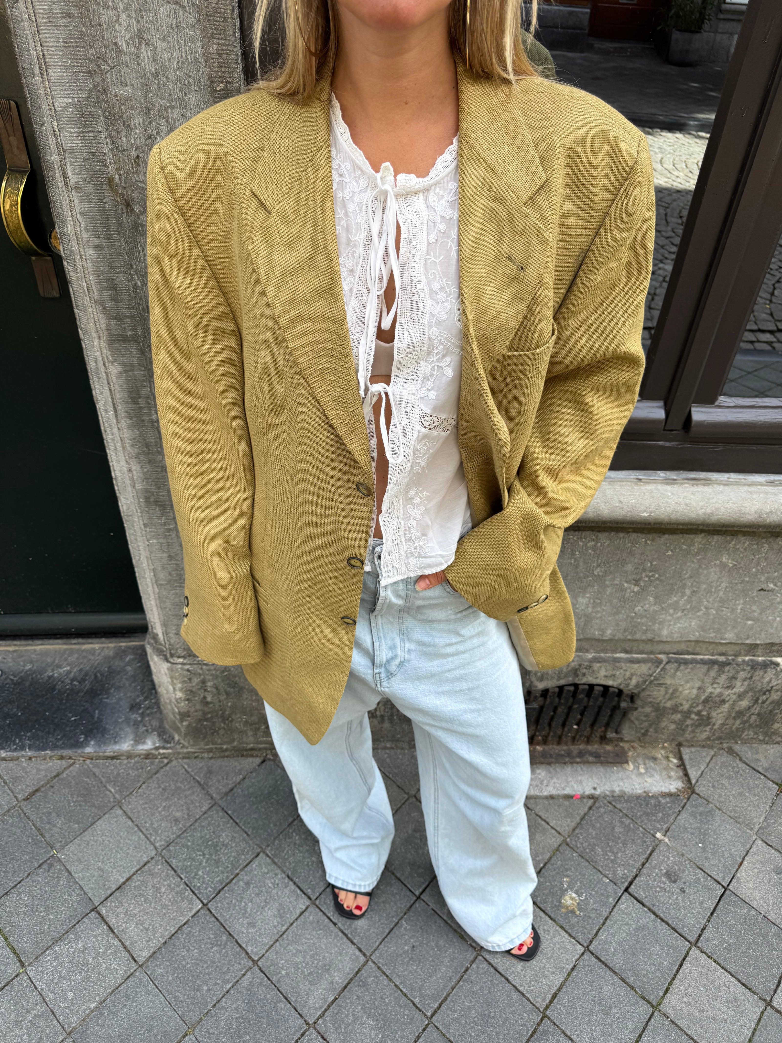 Yellow Beige Oversized Blazer