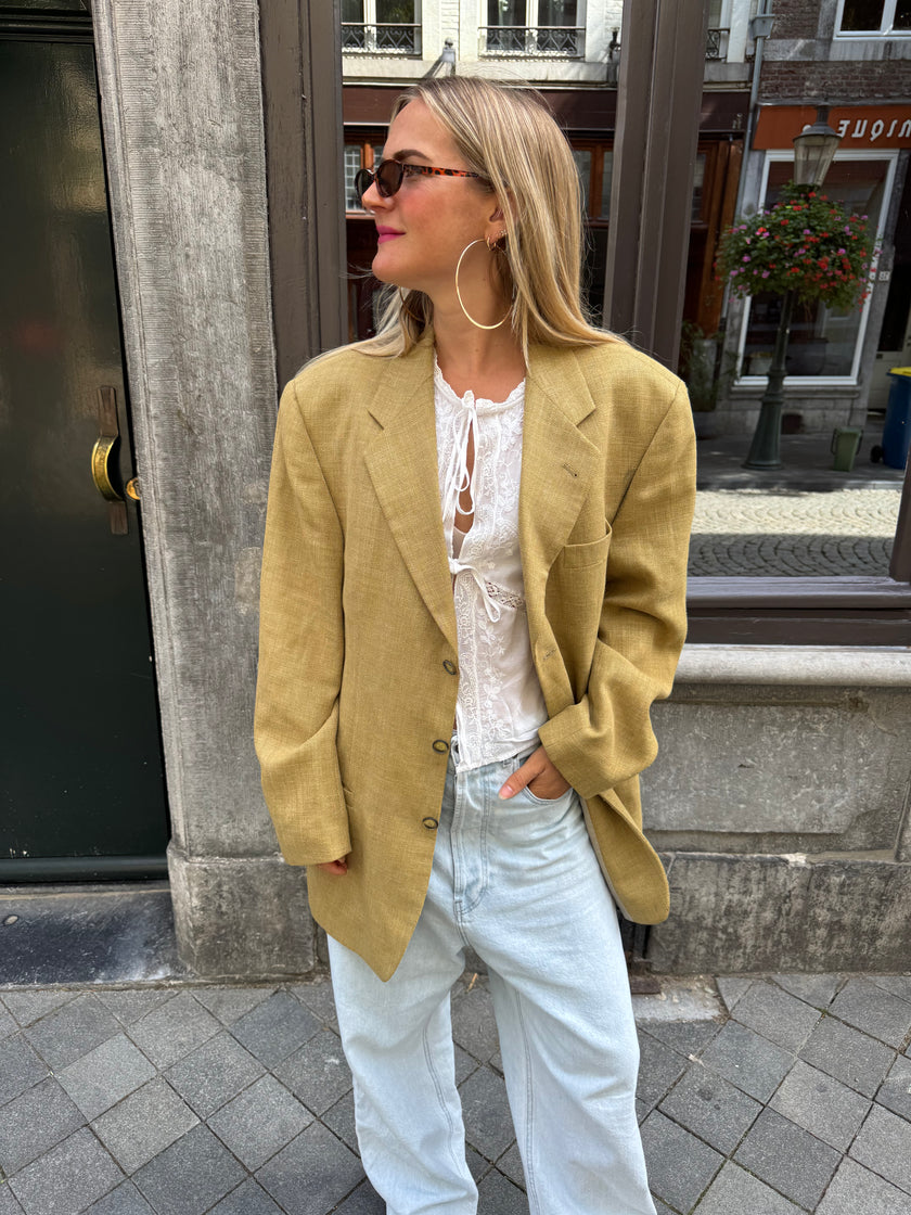 Yellow Beige Oversized Blazer