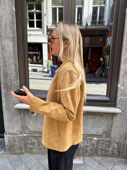 Beige Suede Oversized Jacket