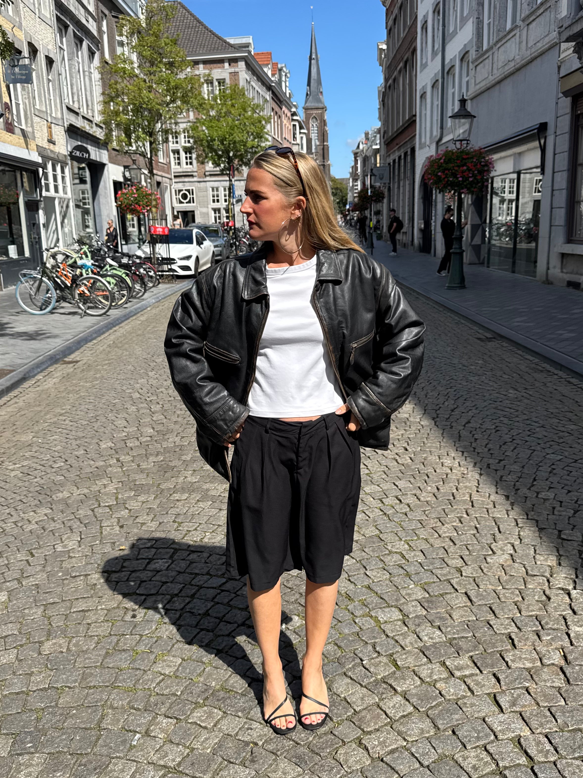 Black Leather Oversized Vintage Jacket