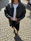 Black Leather Oversized Vintage Jacket