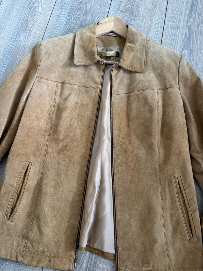 Beige Suede Oversized Jacket