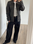 Brown Oversized Distressed Leather Jacket