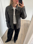 Brown Oversized Distressed Leather Jacket