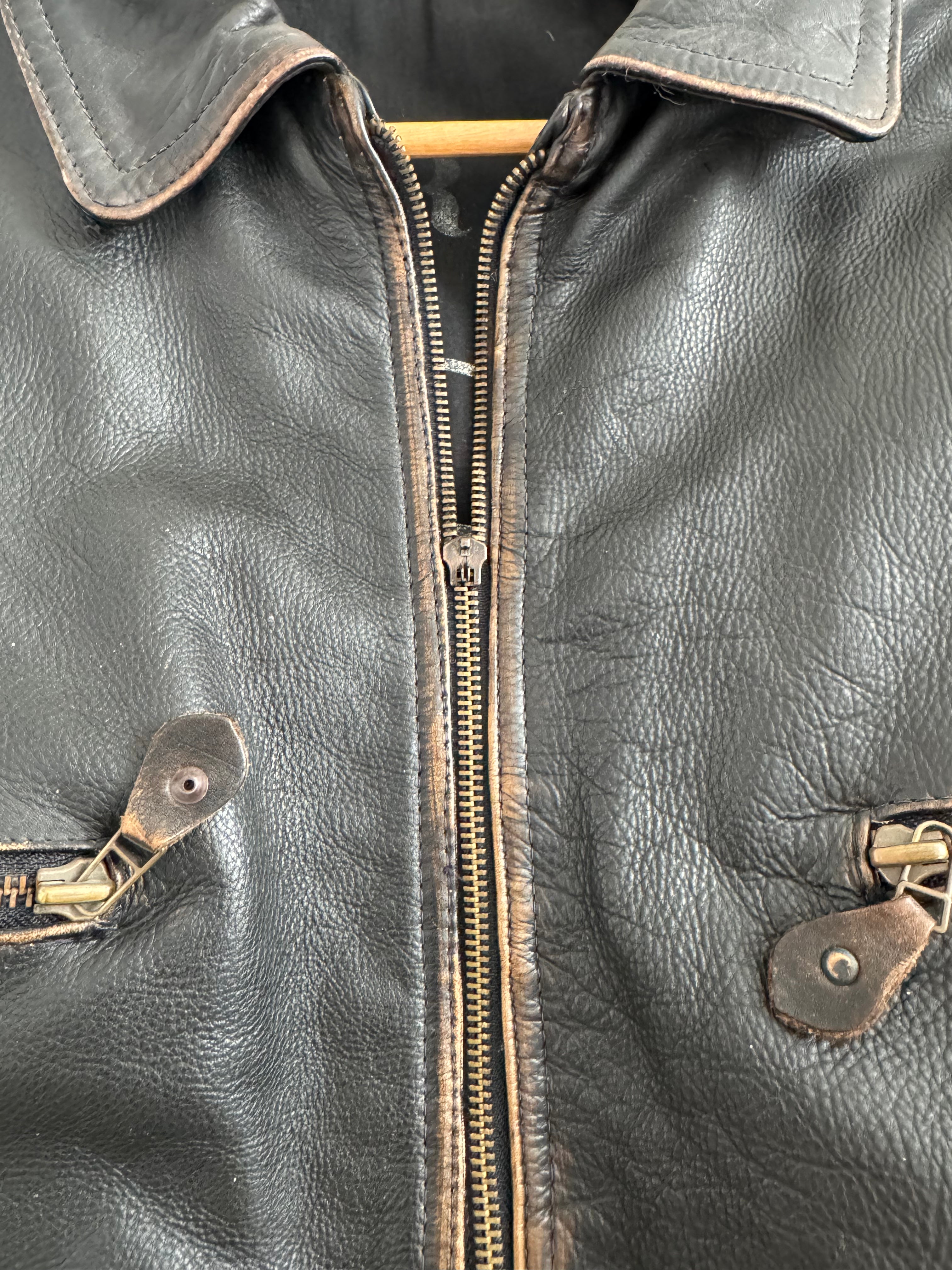 Black Leather Oversized Vintage Jacket