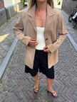 Oversized Light Beige Suede Vintage Blazer