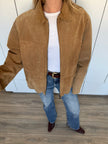Oversized Gold Beige Suede Vintage Jacket