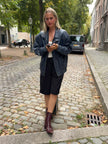 90s Dark Navy Leather Bomber Jacket