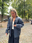 90s Dark Navy Leather Bomber Jacket