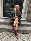 Dark Brown / Black Distressed Worn Oversized Leather Jacket