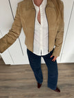 Fitted Short Beige Suede Vintage Jacket