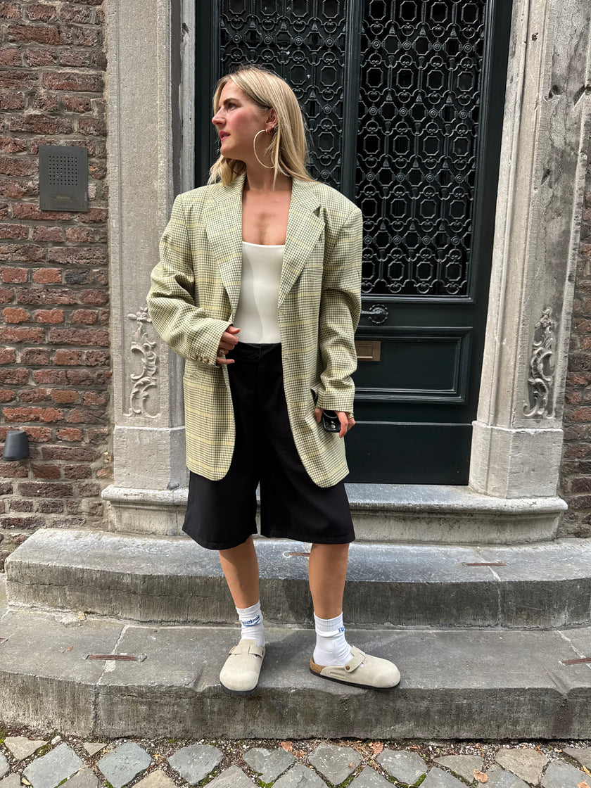 Grey Beige Oversized Blazer