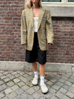 Beige Checked Oversized Blazer