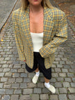 Beige Checked Oversized Blazer