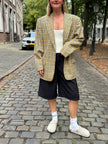 Beige Checked Oversized Blazer