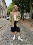 Beige Checked Oversized Blazer