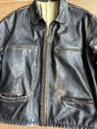 Dark Brown / Black Distressed Worn Oversized Leather Jacket