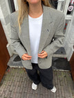 Brown & Crème Checked Oversized Blazer