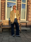Oversized Light Beige Checked Vintage Blazer
