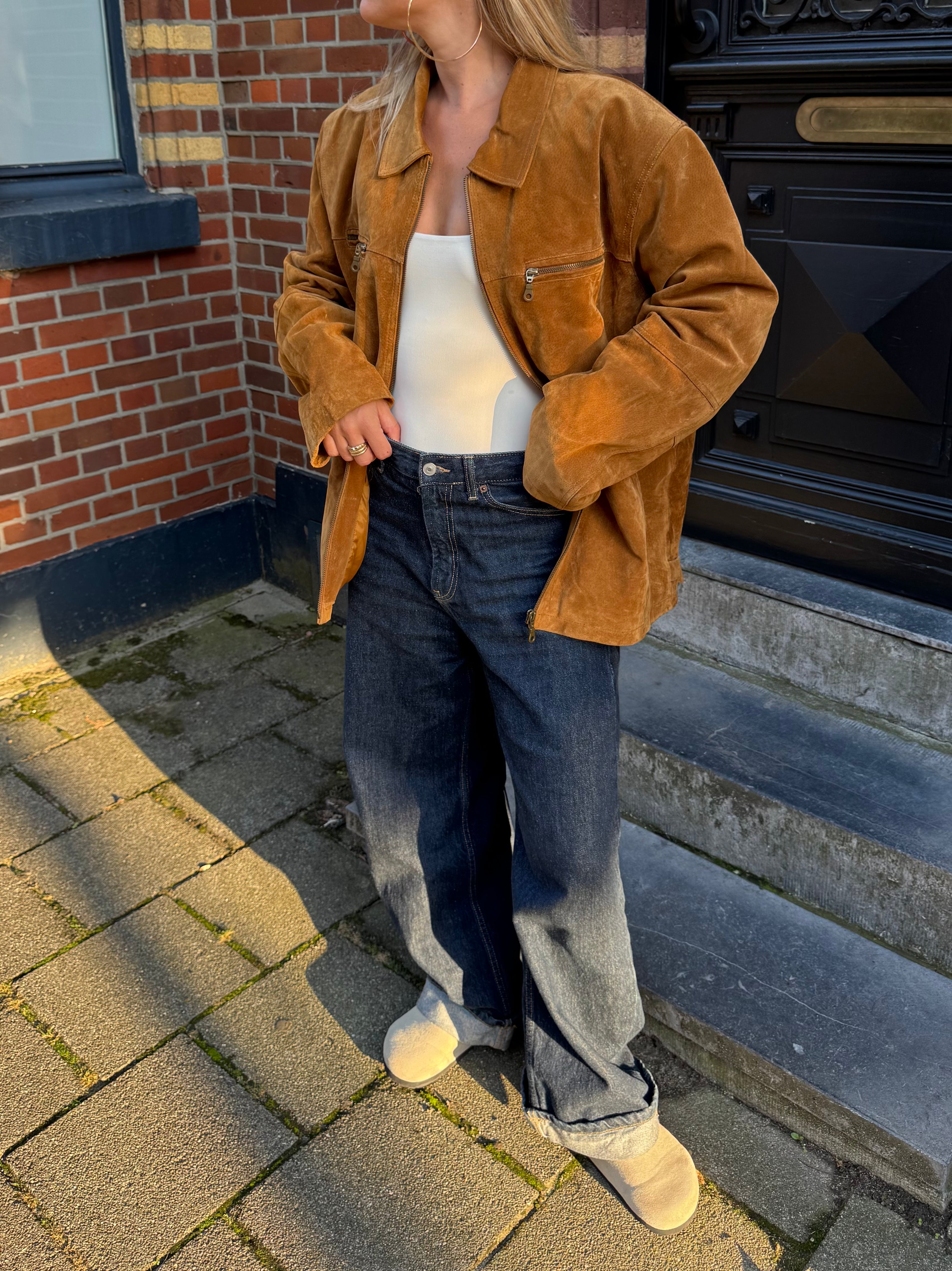 Camel Suede Oversized Jacket