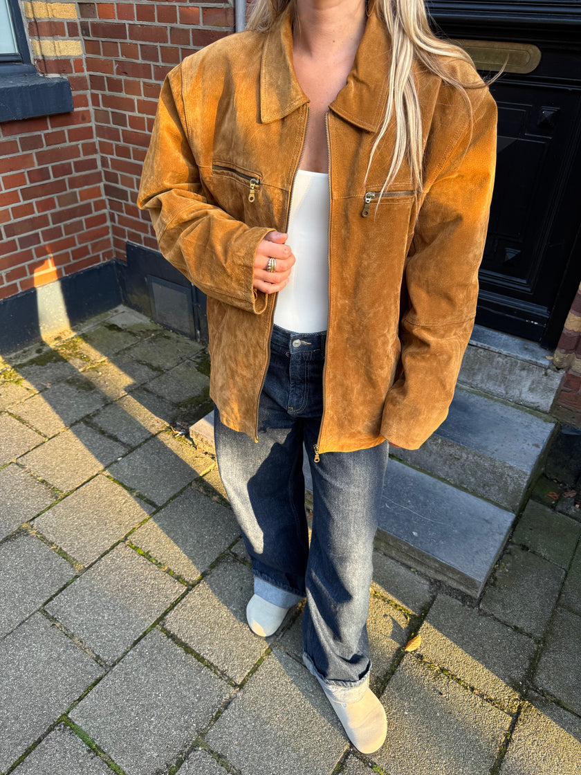 Camel Suede Oversized Jacket