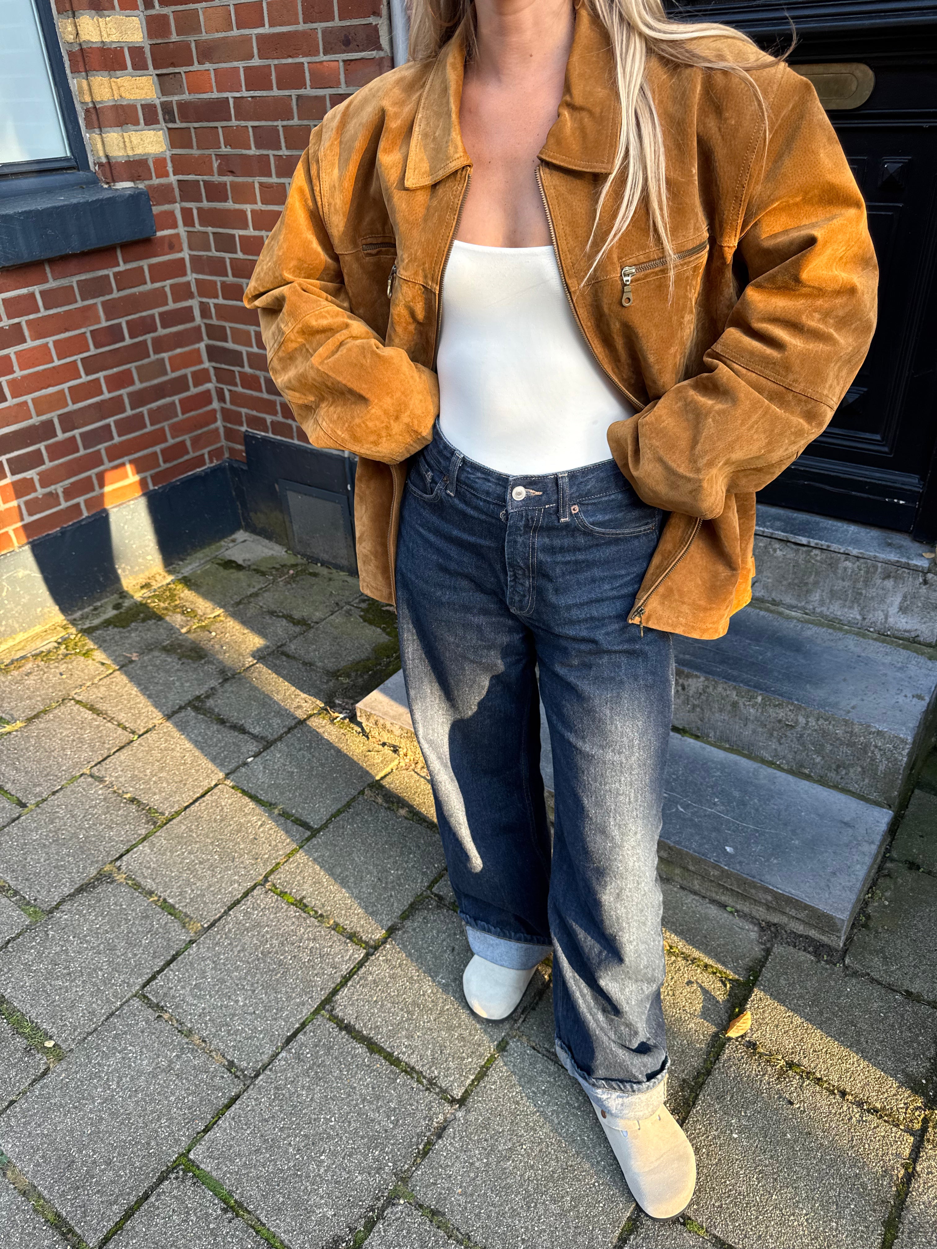 Camel Suede Oversized Jacket