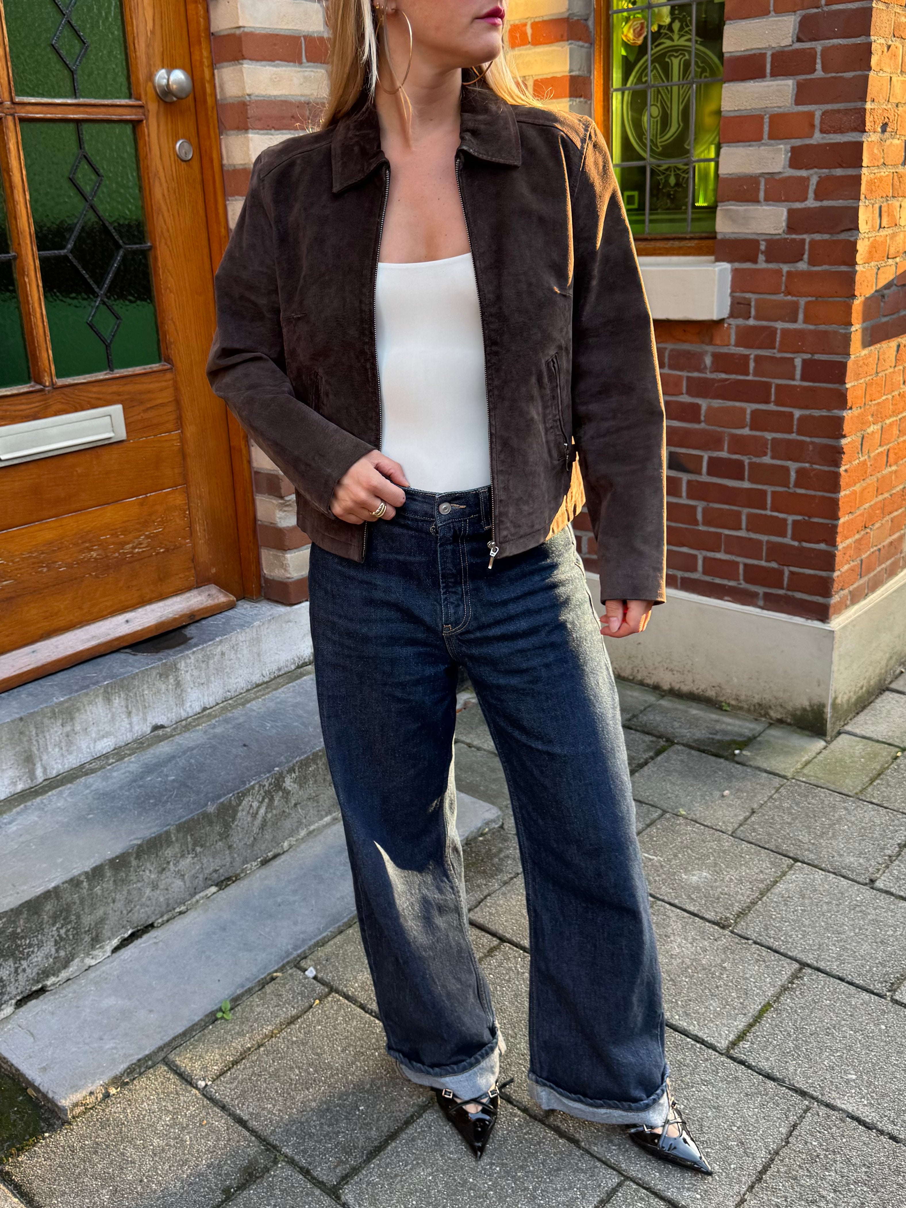 Short Dark Brown Suede Jacket