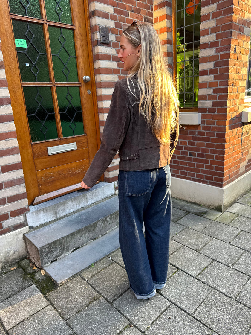 Short Dark Brown Suede Jacket