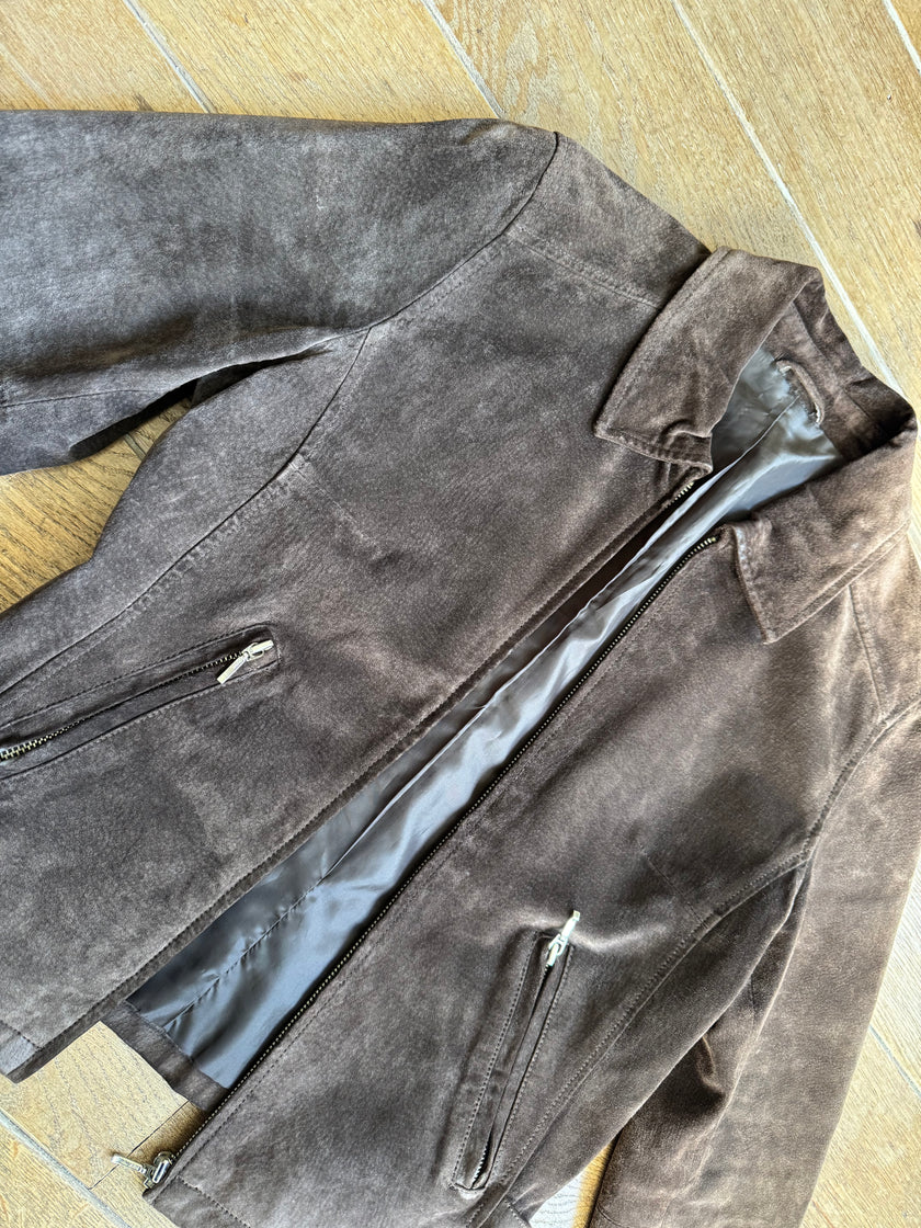 Short Dark Brown Suede Jacket