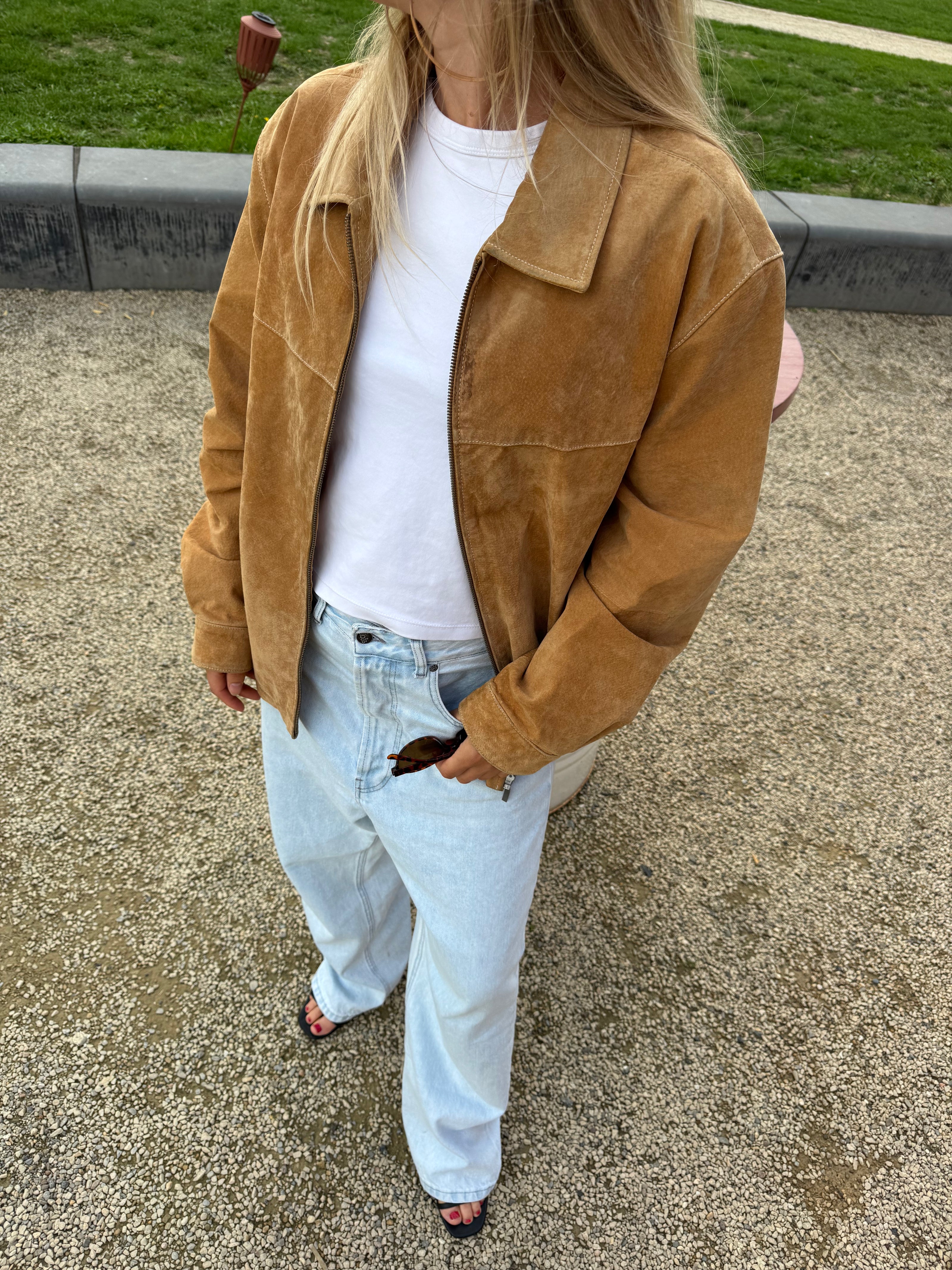 Beige Brown Camel Suede Vintage Jacket