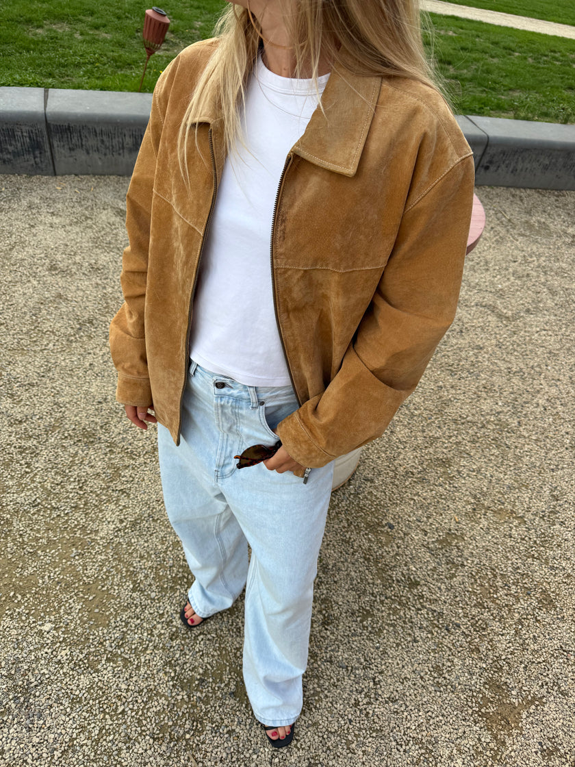 Beige Brown Camel Suede Vintage Jacket