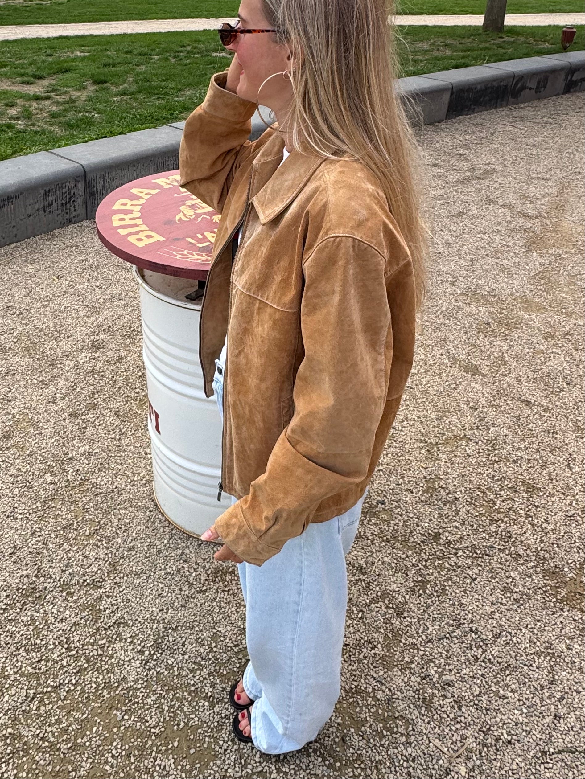 Beige Brown Camel Suede Vintage Jacket