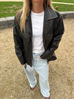 Oversized Distressed Leather Jacket