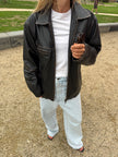 Oversized Distressed Leather Jacket