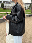 Oversized Distressed Leather Jacket