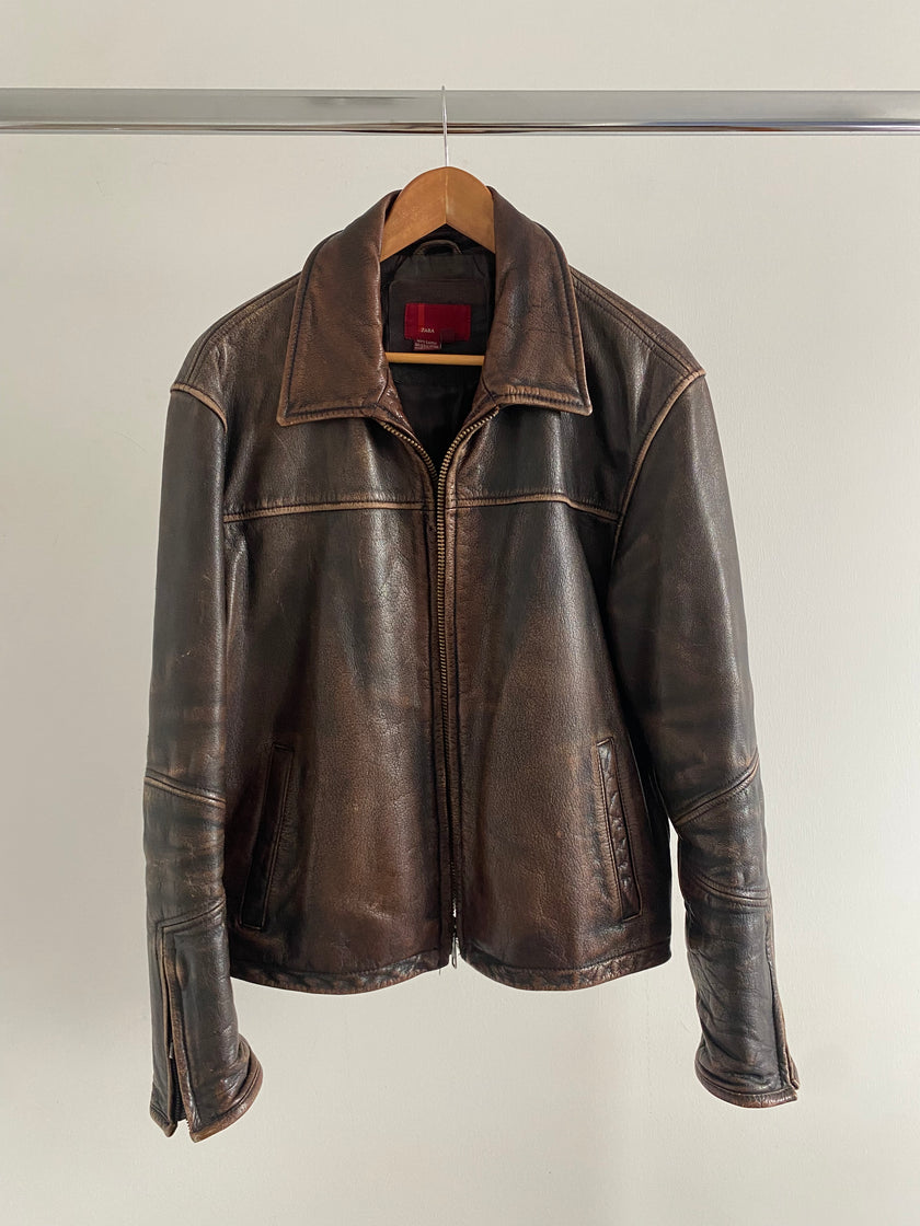 Rustic Oversized Leather Vintage Jacket
