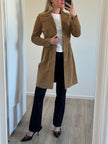 Beige Long Vintage Suede Trenchcoat