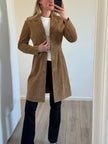 Beige Long Vintage Suede Trenchcoat