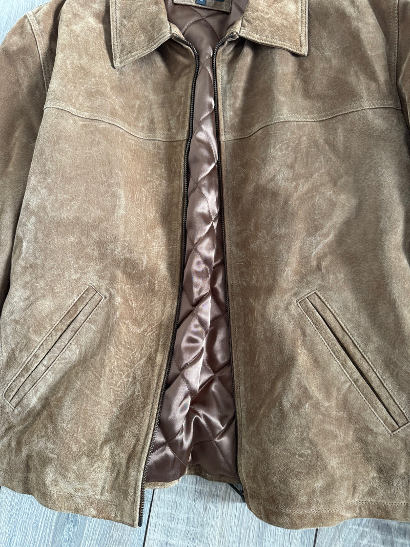 Light Brown Suede Vintage Bomber Jacket