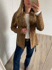 Penny Lane Style Suede Jacket with Fur
