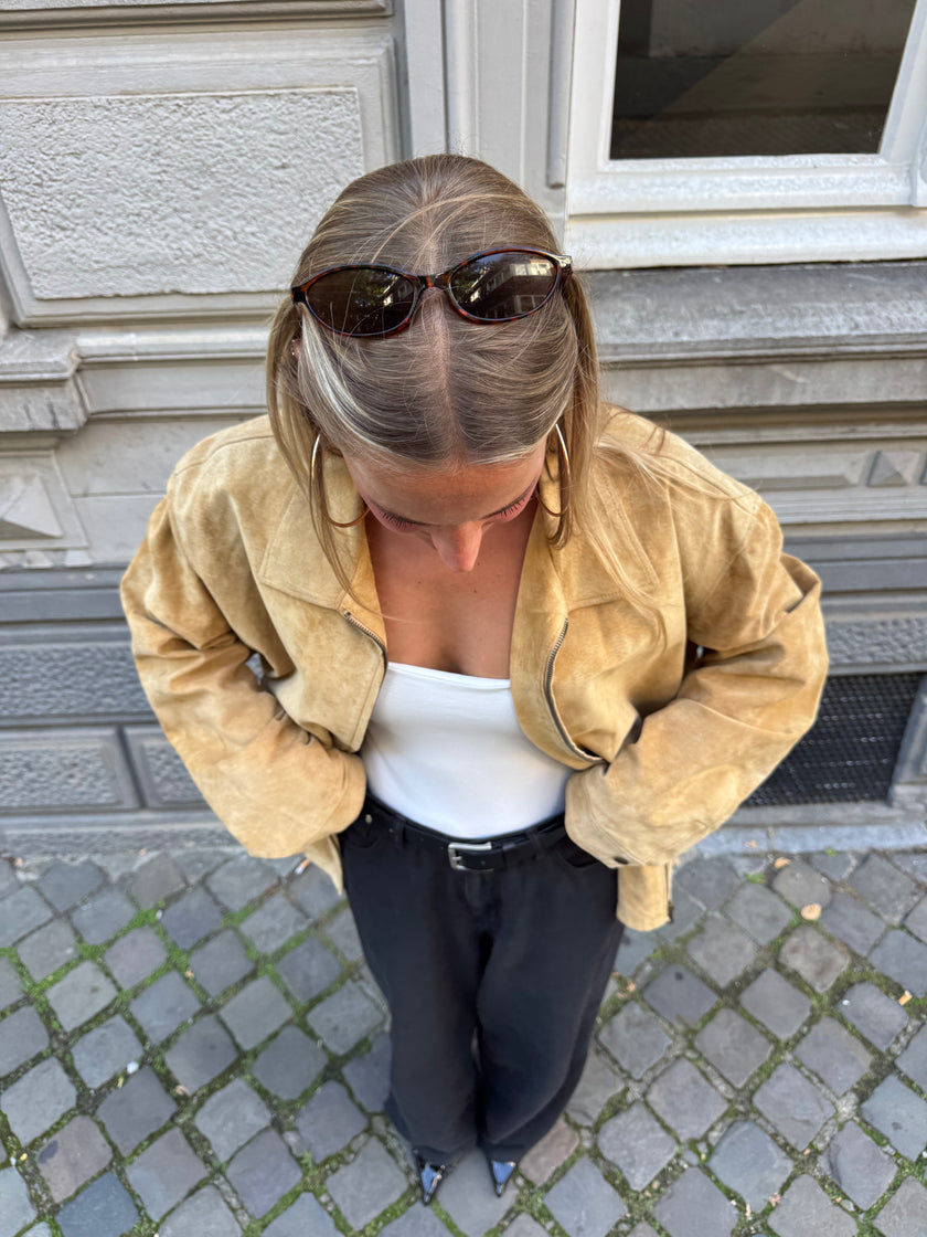 Light Beige Oversized Suede Jacket