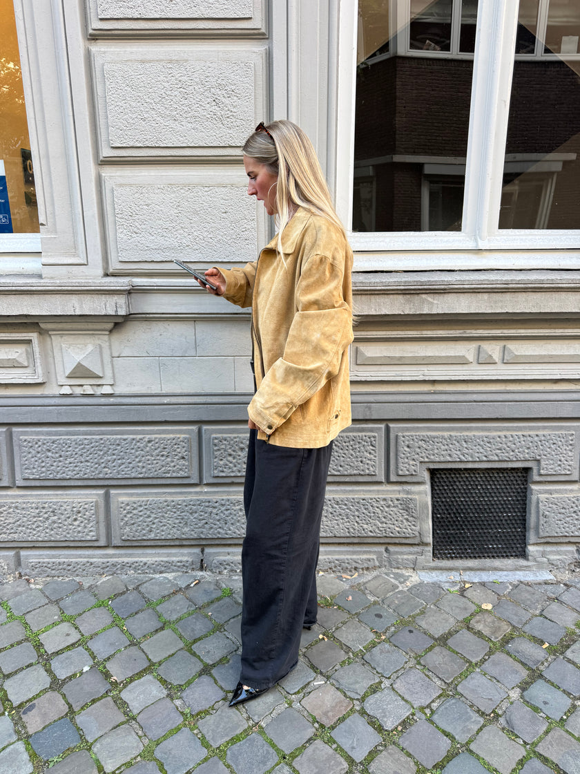 Light Beige Oversized Suede Jacket