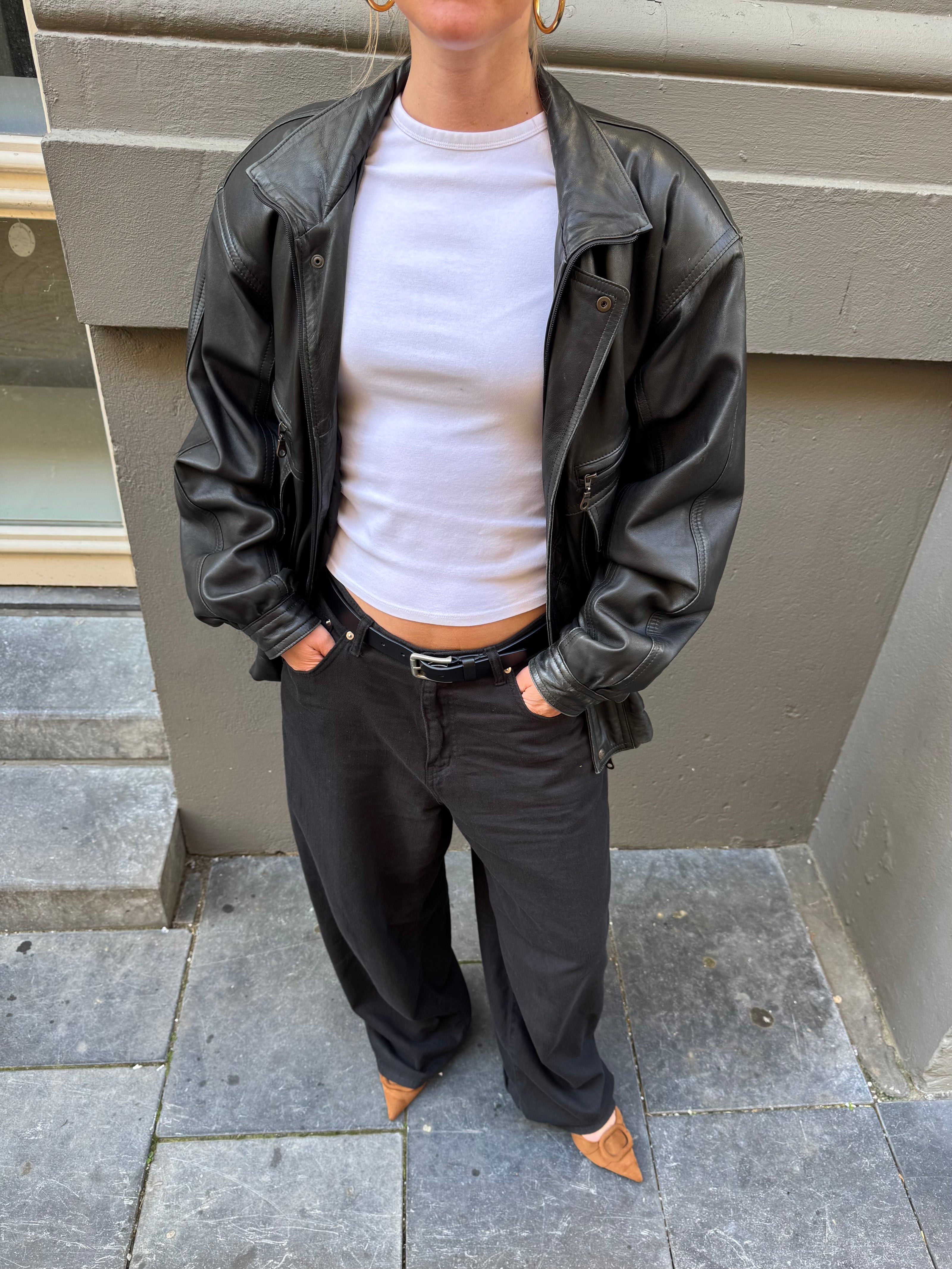 Black Leather Bomber Jacket