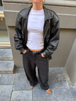 Black Leather Bomber Jacket