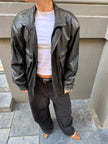 Black Leather Bomber Jacket