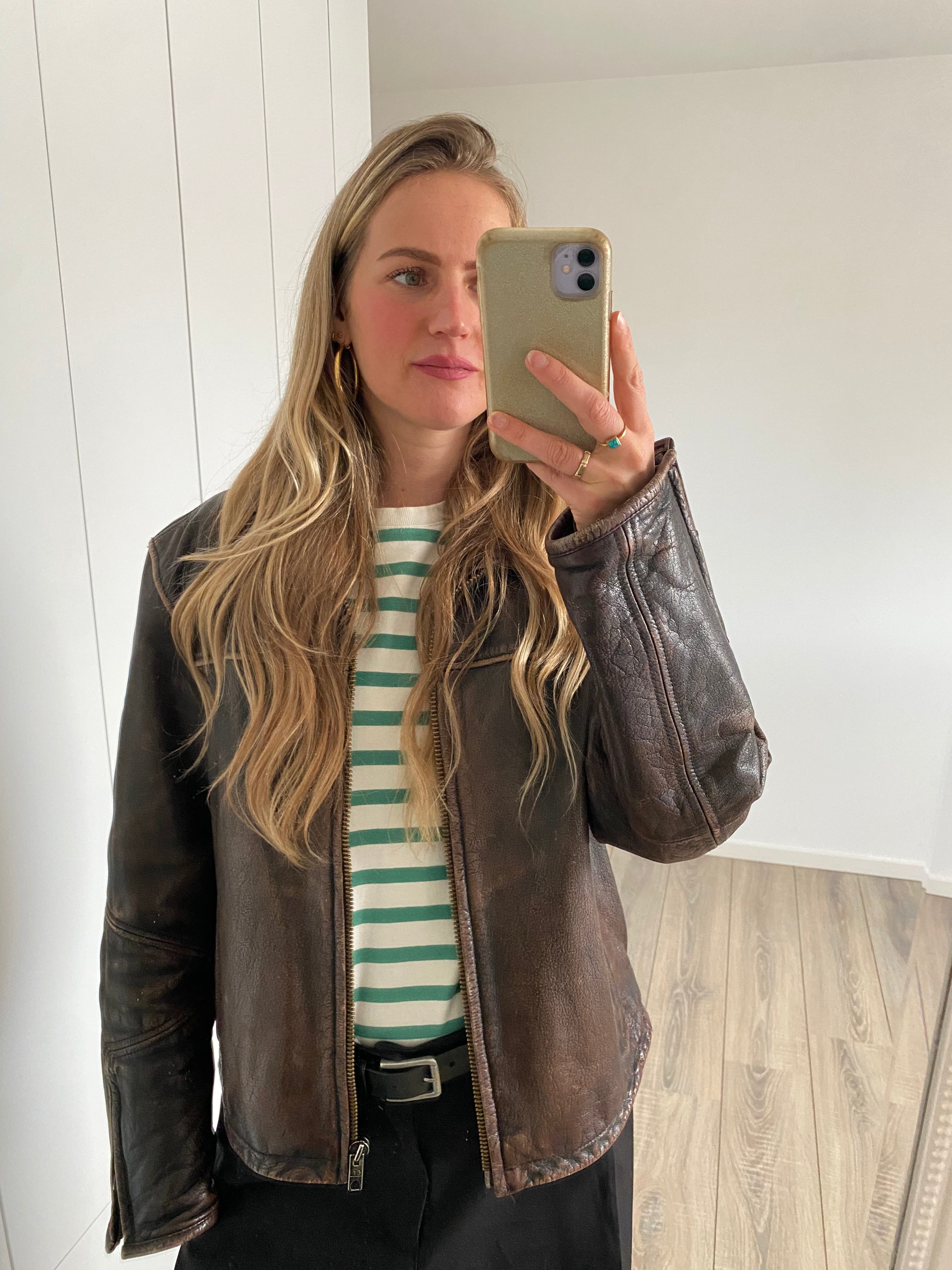 Rustic Oversized Leather Vintage Jacket