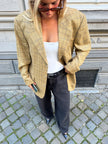 Beige Brown Khaki Checked Vintage Grandpa Blazer