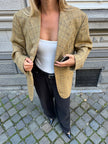 Beige Brown Khaki Checked Vintage Grandpa Blazer